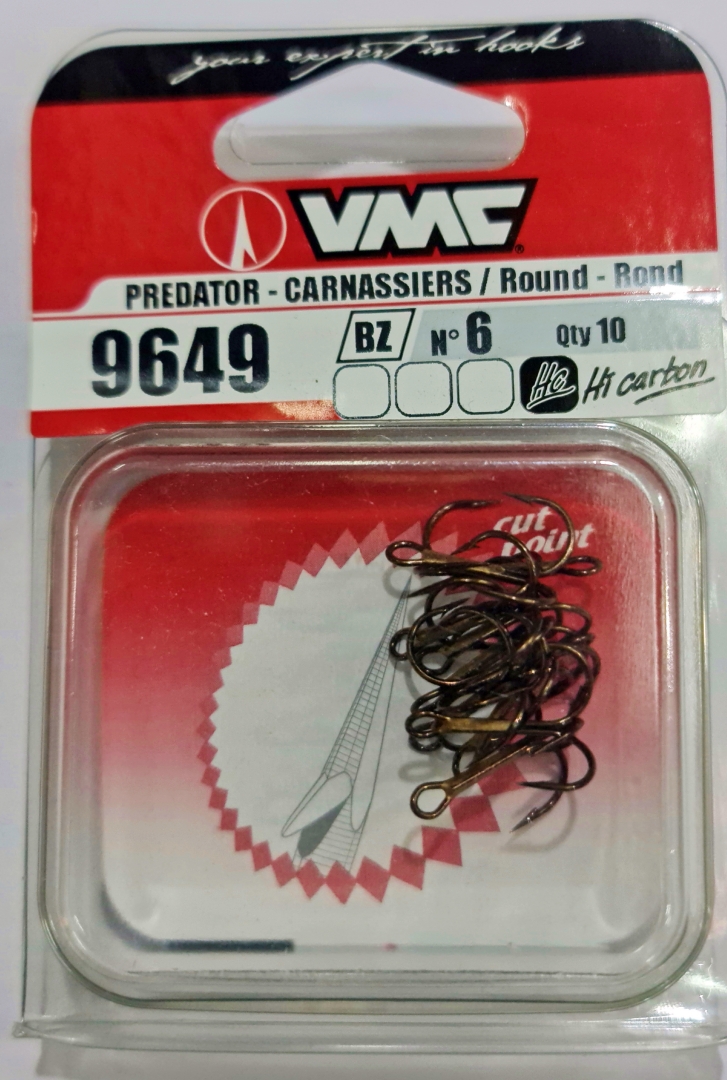 VMC 9649 Round Treble hooks size 10, 10 pcs