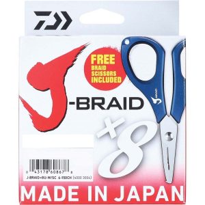 DAIWA J-BRAID 8 BRAID 300M CH (זרחני) + SCISSORS - חוט