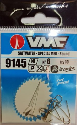 VMC 9145NI SPECIAL SALT WATER ROUND BEND  HOOK 10PCS. - קרס עגול עם חור